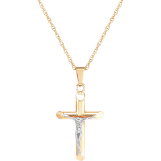 Macy's Crucifix Cross Pendant Necklace - Gold/White Gold