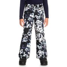 Thermal Pants Roxy Girls' Backyard Printed Snow Pants, Medium, True Black/Black Flowers