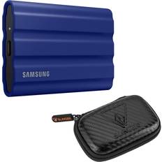 Hard Drives Samsung T7 Shield 1TB USB 3.2 Gen 2 Type-C External SSD, Blue w/HD-2 Drive Case