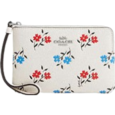 Wallets Coach Corner Zip Wristlet With Floral Print - Silver/Chalk Multi