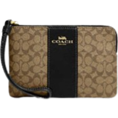 Coach Wallets Coach Corner Zip Wristlet In Signature Canvas - Gold/Khaki/Black