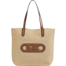 Bags Michael Kors Eliza Extra Large Empire Logo Straw Tote Bag - Natural/Luggage