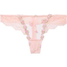 Dream Angels Rosebud Embroidery Thong Panty - Pink Fizz