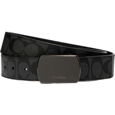 Coach Unisex Accessories Coach Plaque Buckle Cut To Size Reversible Belt, 38 Mm - Gunmetal/Black/Charcoal
