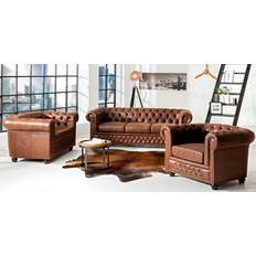 JVMoebel Relax Modern Brown Sofa 203cm 3Stk. 1-Sitzer, 3-Sitzer, Zweisitzer