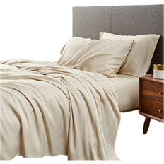 Bibb Home Bamboo Viscose Bed Sheet Beige (259.1x228.6cm)