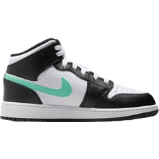 Nike Air Jordan 1 Mid GS - White/Black/Green Glow