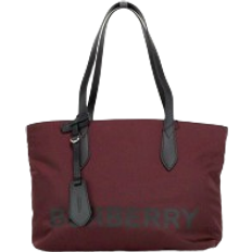 Burberry SmallLogo Branded Econyl Tote Shoulder Handbag - Burgundy