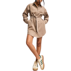 ASOS DESIGN Cord Belted Shirt Dress - Brown