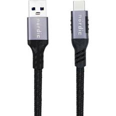 Nördic USBC-N1362 60W 3A 5Gbps 3.2 Gen1 USB A - USB C M-M 1m