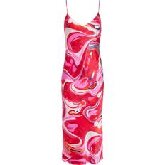 L'agence Seridie Silk Slip Dress - Pink Multi Tie Dye Swirl