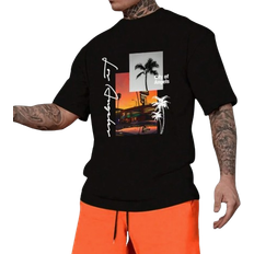 Shein Men - XXL Jumpsuits & Overalls Shein Manfinity Homme Men's Coconut Tree Print Short Sleeve T-Shirt Set