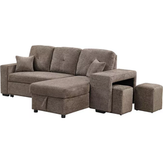 Simplie Fun Sectional Sofa Bed With Storage Grey Sofa 95" 3pcs 3 Seater