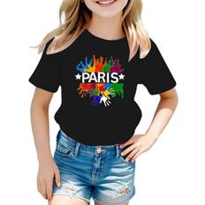 Olympics Little Girl's 2024 ParisGraphic T Shirt Short Sleeve Round Neck For Kids