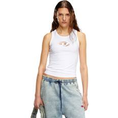 Diesel Klær Diesel Canotta con logo Oval cut-out T-Shirts Donna Bianco