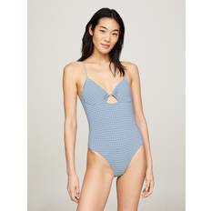 Tommy Hilfiger Swimsuits Tommy Hilfiger Women's Retro-Check Print One-Piece Swimsuit Blue Blue Coal/ Ivory