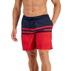 Club Room Men's Colorblock 7" Inseam Swim Trunks - Fire Red Combo