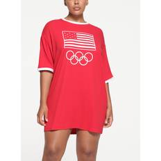 SKIMS Red Dresses SKIMS Cotton Rib Olympic T-Shirt Mini Dress Red For Team Usa