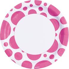 Disposable Plates Paper Dots Pink 8-pack