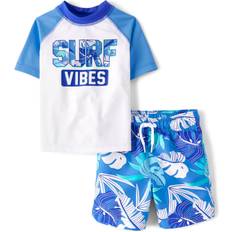 Swimsuits The Children's Place Baby And Toddler Boys Surf Vibes Rashguard Swimsuit 9-12 Springblue