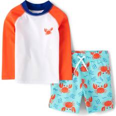 Swimsuits Gymboree Boys Baby And Toddler Crab Rashguard Swimsuit 5T 100% Polyester Multicolor 5T