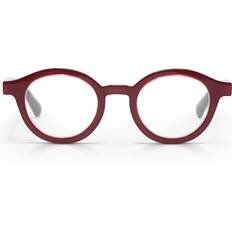 Red Reading Glasses TV Party Round Acetate Readers RASPBERRY GREY 1.5