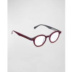 Red Reading Glasses TV Party Round Acetate Readers RASPBERRY GREY 2.75