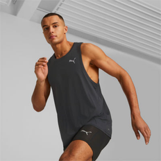 Puma Men Tank Tops Puma Men's Run Favorite Moisture-Wicking Logo Tank Black