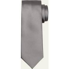 Ferragamo Men Ties Ferragamo Men's Solid Silk Tie GREY