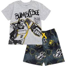 Other Sets Transformers Bumblebee Little Boys Drop Shoulder T-Shirt and Shorts Outfit Set Gray