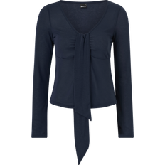 Gina Tricot Tie Front Long Sleeve Top - Peacoat