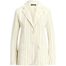 Cotton - Women Blazers Ralph Lauren Striped Cotton Blend Blazer - Cream/Blue