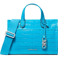 Michael Kors Gigi Small Crocodile Embossed Leather Messenger Bag - Santorini Blue