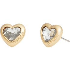 Coach Heart Stud Earrings - Gold/Transparent