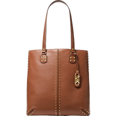 Michael Kors Astor Large Studded Leather Tote Bag - Luggage
