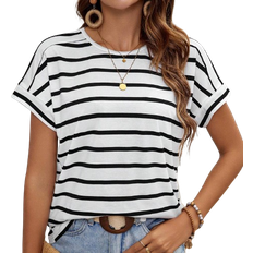 Shein Frenchy Striped Women's Batwing Short Sleeve T-shirt