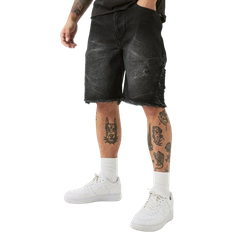 boohooMAN Relaxed Rigid Extreme Side Ripped Short - Washed Black