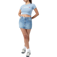 PacSun Stretch Mid Rise Denim Mini Skirt - Medium Indigo
