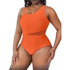 Shein Swim Curve Plus Summer Beach Contrast Mesh One Piece Swimsuit, Bathing Suit