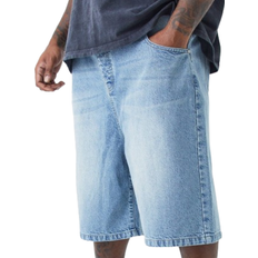 boohooMAN Plus Denim Jorts In - Light Blue Wash