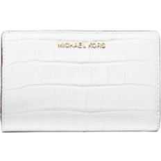 Michael Kors Empire Medium Crocodile Embossed Patent Leather Wallet - Optic White