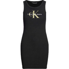 Calvin Klein Ribbed Monogram Tank Dress - Ck Black