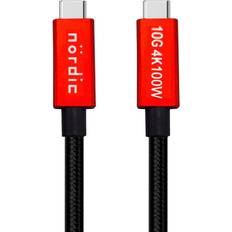 Nördic USBC-N1384 100W 10Gbps 4K60Hz 3.2 Gen2 USB C - USB C M-M 2m