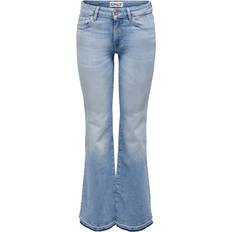 Only Tiger Low Waist Wide Flared Jeans - Blue/Light Blue Denim