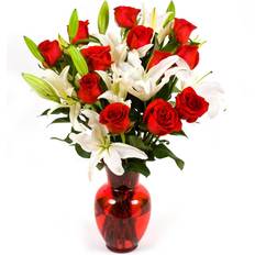 Red Roses And Lilies Bouquet Assorted Flower Bouquet 15