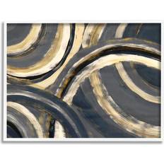 Stupell Industries Abstract Developing Rings Gray Gold Encasing Arches White Framed Art 16x20"