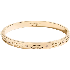 Gold - Women Jewelry Coach Outlet Signature Hinged Bangle - Gold/Transparent