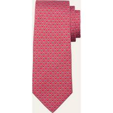 Ferragamo Red Ties Ferragamo Men's Gancini Monogram-Print Silk Tie FROSSO