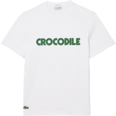 Lacoste White T-shirts Lacoste Unisex Piqué Effect Slogan T-Shirt - White
