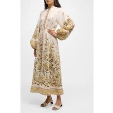 Gold Clothing Zimmermann Golden Buttoned Midi Dress Multicolour